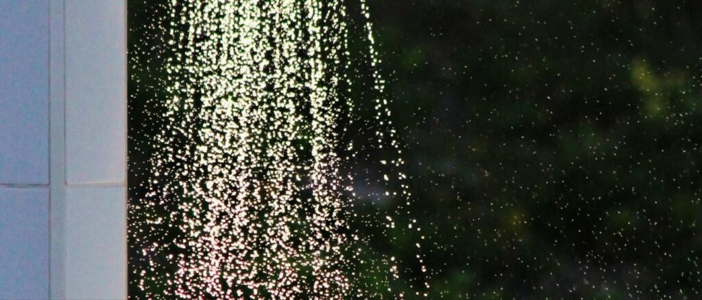 Shower head spraying water